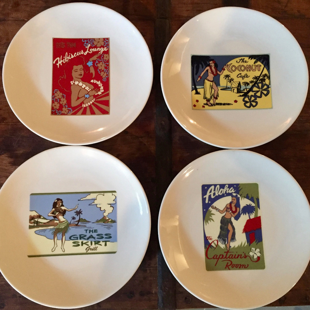 Pottery Barn Aloha Girls Plates.